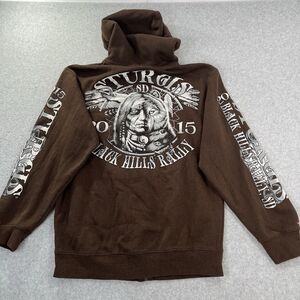 Sturgis Motorcycle Rally 2015 Black Hills hoodie full zip Mens M Native wolf